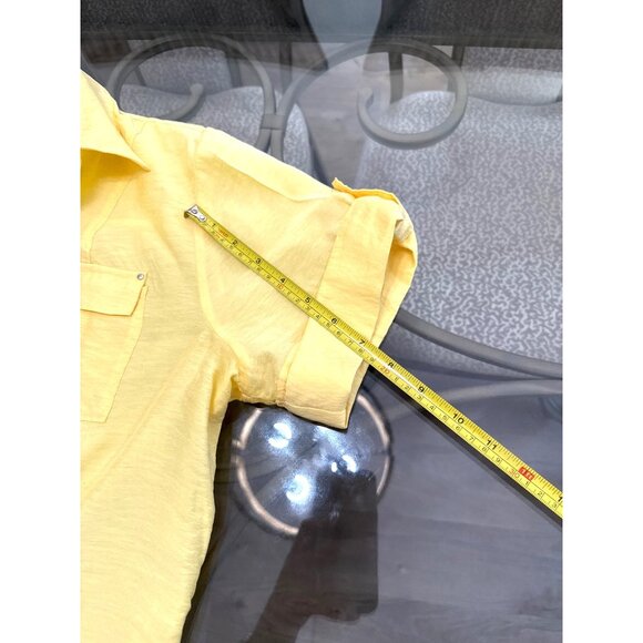 Roz & Ali Yellow Button-Down Blouse With Roll Tab Sleeves L - Picture 5 of 7